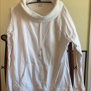 Sweatshirt with fur collar light pink